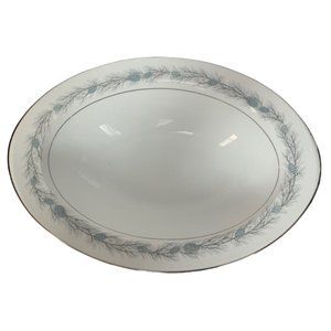 Style House Duchess 3” Deep Serving Bowl White with Blue Pinecones 11” Wide